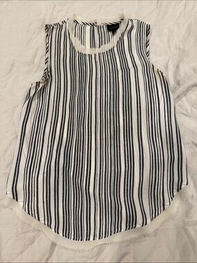 Who What Wear Black & White Striped Sleeveless Camisole